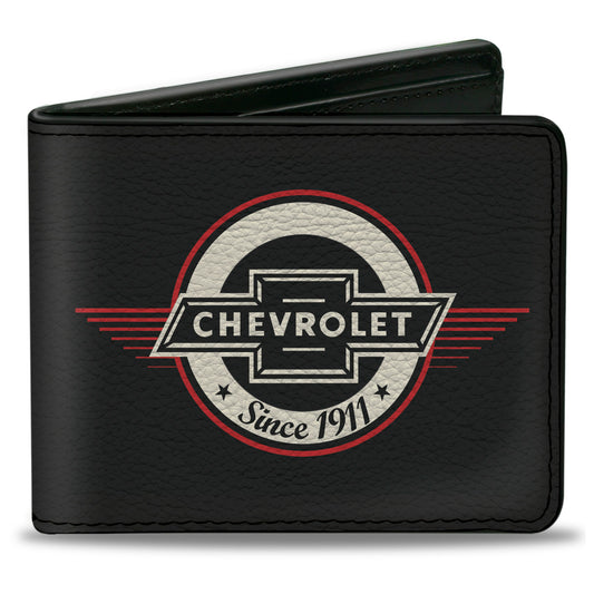 Bi-Fold Wallet - Retro Chevy Bowtie SINCE 1911 Black Red Ivory