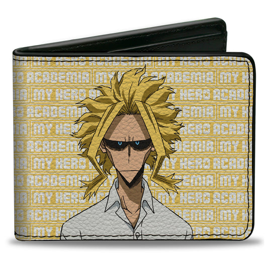 Bi-Fold Wallet - MY HERO ACADEMIA All Might Pose and Title Logo Yellow/White