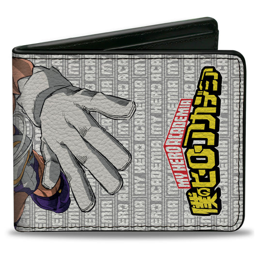 Bi-Fold Wallet - MY HERO ACADEMIA Rumi Usagiyama Pose with Text and Title Logo Gray/White