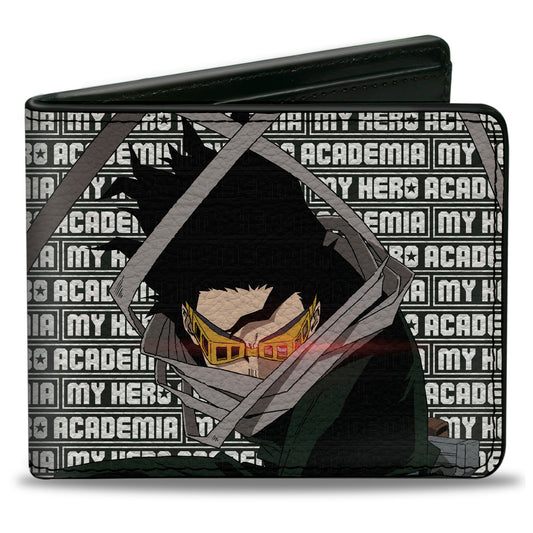 Bi-Fold Wallet - MY HERO ACADEMIA Eraser Head Pose with Text and Title Logo Black/White