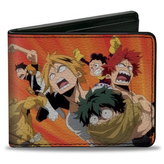 Bi-Fold Wallet - MY HERO ACADEMIA Six Heroes Attack Pose andTitle Logo Red/Oranges