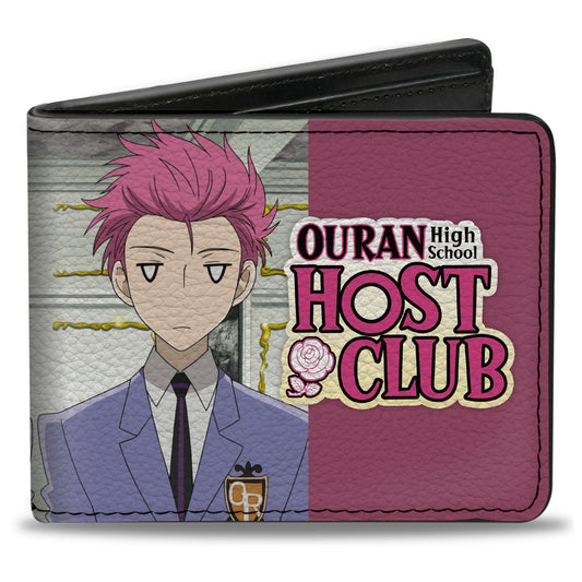 Bi-Fold Wallet - OURAN HIGH SCHOOL HOST CLUB Hitachiin Twins Split and Title Logo Blue/Pink