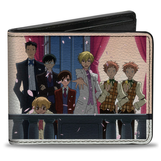Bi-Fold Wallet - OURAN HIGH SCHOOL HOST CLUB Balcony Group Pose and Title Logo White