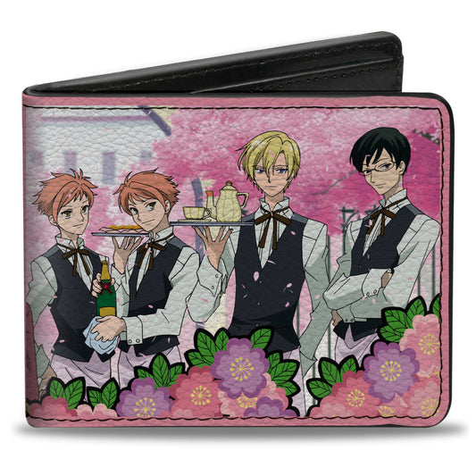 Bi-Fold Wallet - OURAN HIGH SCHOOL HOST CLUB Butler Group Pose and Title Logo Pinks