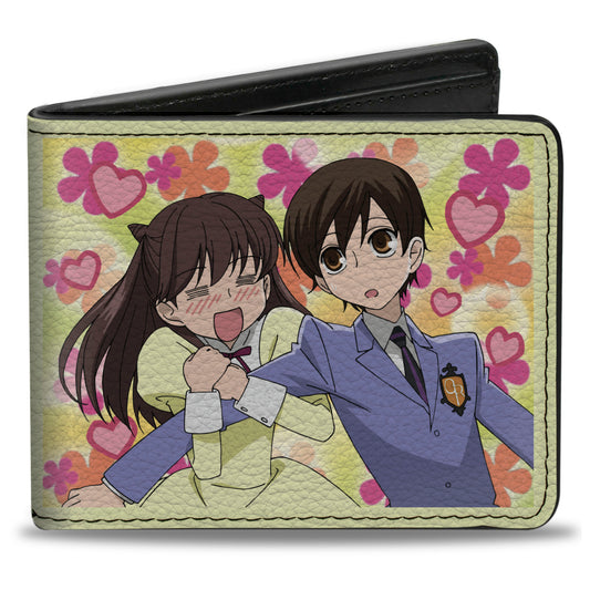 Bi-Fold Wallet - OURAN HIGH SCHOOL HOST CLUB Haruhi and Tamaki Pose and Title Logo Yellow/Pinks