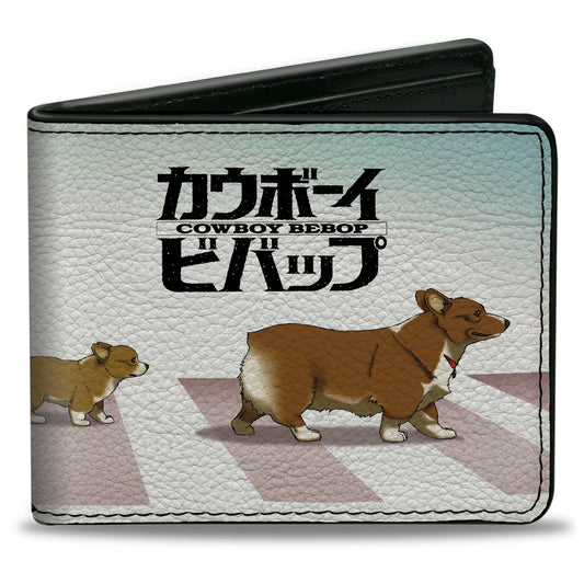 Bi-Fold Wallet - COWBOY BEBOP Ein with Family Pose and Title Logo Blue Fade