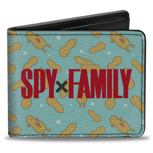 Bi-Fold Wallet - Spy x Family Anya's Peanuts Scattered and Title Logo Light Blue