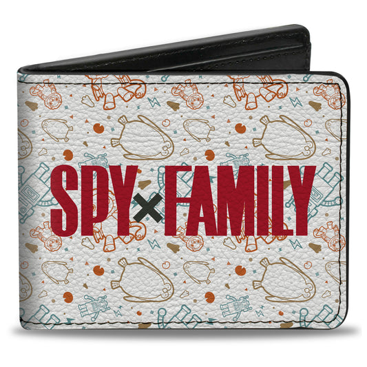 Bi-Fold Wallet - Spy x Family Anya Icons Scattered and Title Logo White/Orange/Blue