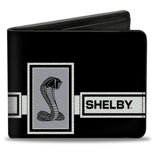 Bi-Fold Wallet - SHELBY GT 500 Cobra Box Stripe Black White Gray