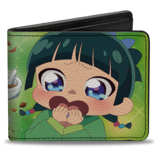 Bi-Fold Wallet - THE APOTHECARY DIARIES Chibi Maomao Pose and Title Logo Greens