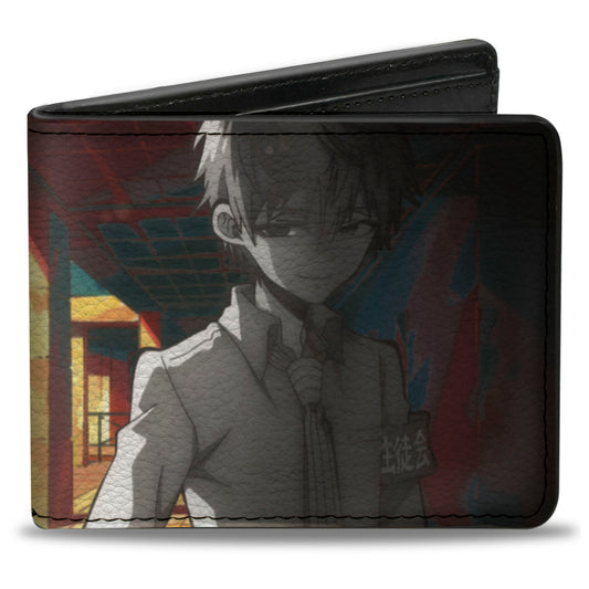 Bi-Fold Wallet - TOILET-BOUND HANAKO-KUN Teru and Aoi Hallway Scene and Title Logo