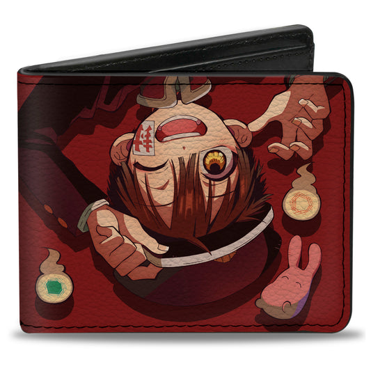 Bi-Fold Wallet - AFTER-SCHOOL HANAKO-KUN Hanako Flip Pose with Mokke and Title Logo Red