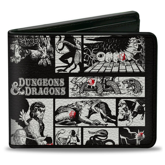 Bi-Fold Wallet - Dungeons & Dragons Monster Illustration Blocks Black/White