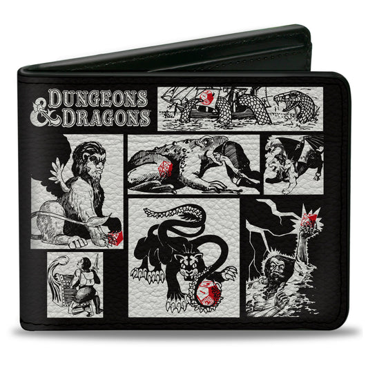 Bi-Fold Wallet - Dungeons & Dragons Monster Illustration Blocks2 Black/White