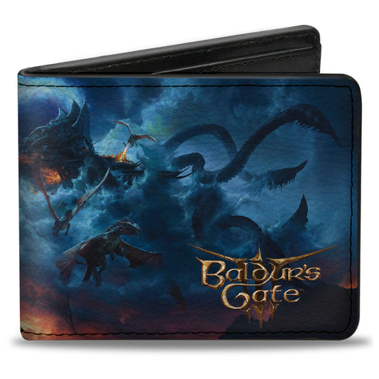 Bi-Fold Wallet - BALDUR'S GATE III Group Pose Scenes and Title Logo Grays