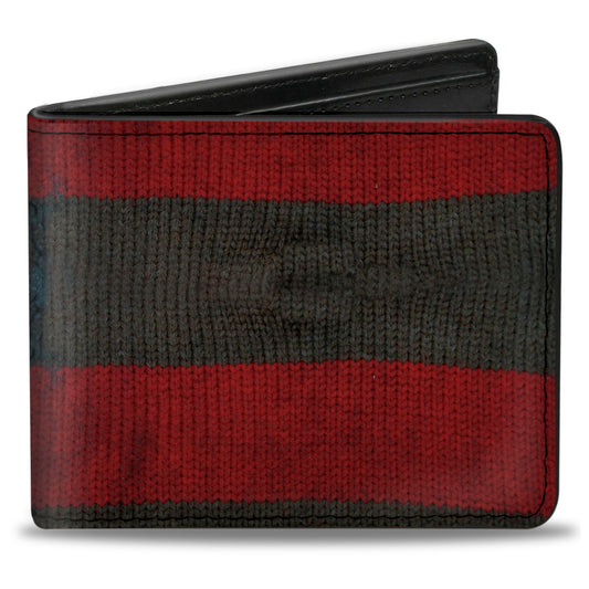 Bi-Fold Wallet - A NIGHTMARE ON ELM STREET Freddy's Sweater Stripes Red Black White