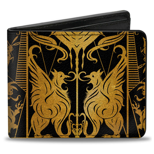 Bi-Fold Wallet - Fantastic Beasts The Crimes of Grindelwald Obscurus Book Binding CLOSE-UP Black Golds
