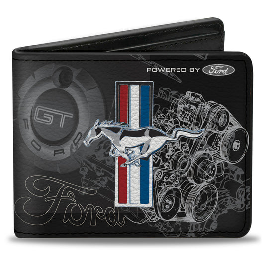 Bi-Fold Wallet - Mustang Tri-Bar Stripe GT Motor Blueprint