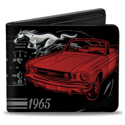 Bi-Fold Wallet - Ford Mustang 1965 Control Panel Black Silver Red
