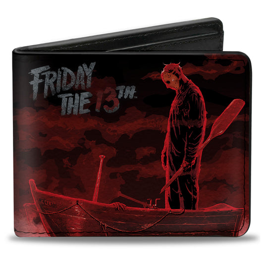 Bi-Fold Wallet - FRIDAY THE 13th Jason Boat Murder Black Reds White