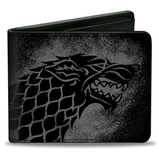 Bi-Fold Wallet - Game of Thrones House Stark Sigil + WINTER IS COMING STARK Black Red