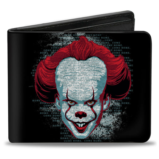 Bi-Fold Wallet - IT CHAPTER TWO Pennywise Face + Logo Black Red Blues
