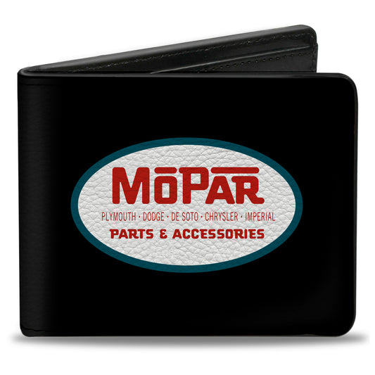 Bi-Fold Wallet - MOPAR 1954-1958 Logo + Side Stripe Black Blue Red