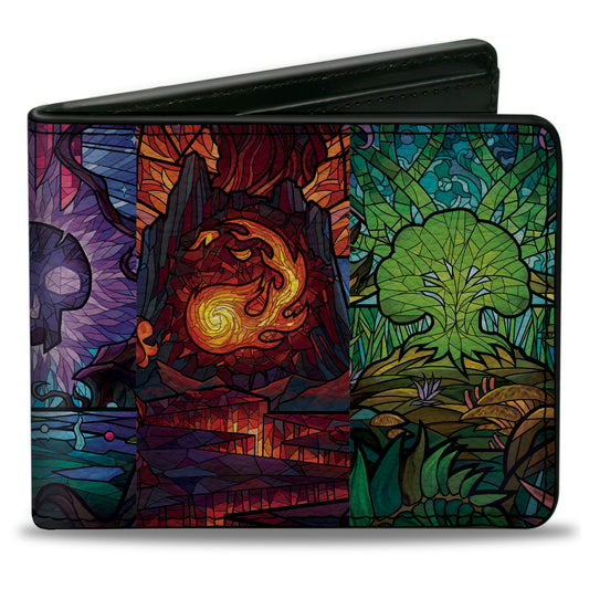 Bi-Fold Wallet - Magic the Gathering Stained Glass Mana Symbol Blocks Multi Color