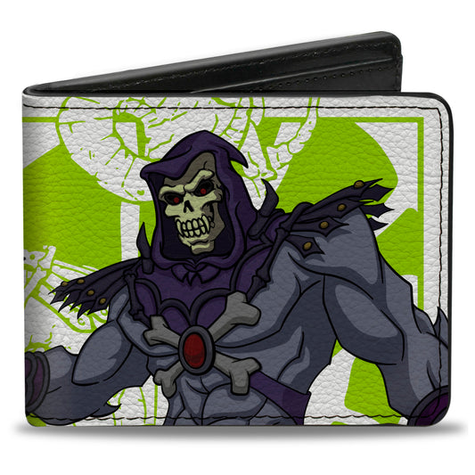 Bi-Fold Wallet - Masters of the Universe Skeletor Poses White/Lime Green