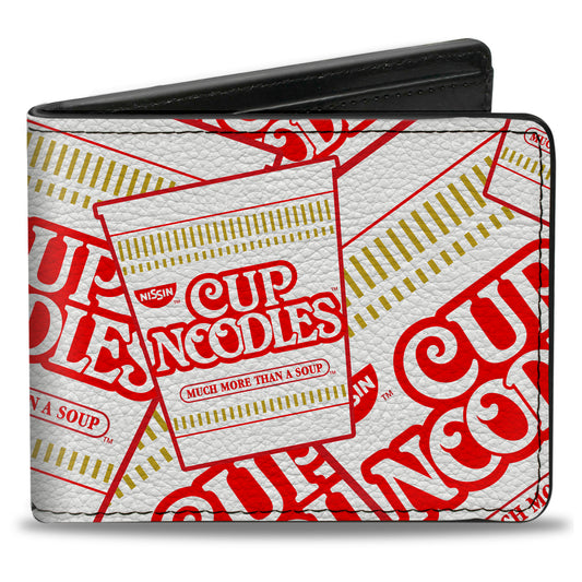 Bi-Fold Wallet - NISSIN CUP NOODLES Cups Stacked White Red Dark Yellow