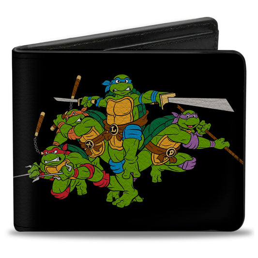 Bi-Fold Wallet - Classic TMNT Group Pose + TMNT WORLD TOUR 84 Black Green