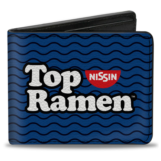 Bi-Fold Wallet - TOP RAMEN Noodle Wave Blue Black White