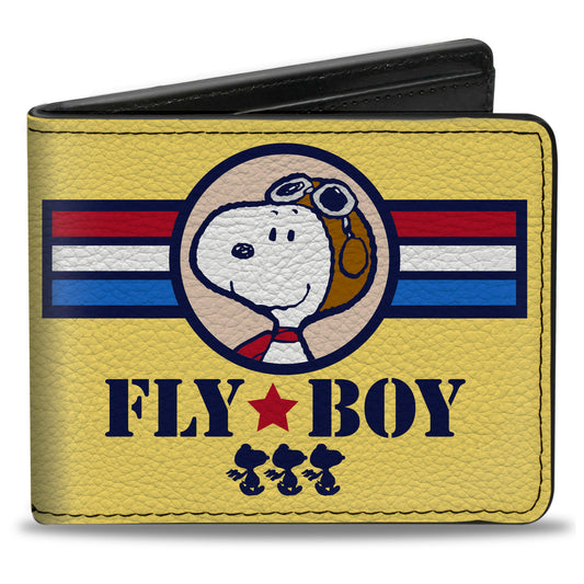 Bi-Fold Wallet - Peanuts Snoopy FLY BOY TOP DOG Flying Ace  Yellow/Blue/Red
