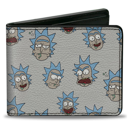 Bi-Fold Wallet - Rick and Morty Rick Expressions Scattered Gray