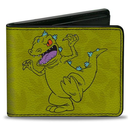 Bi-Fold Wallet - Rugrats Reptar 2-Poses Footprints Scattered Greens