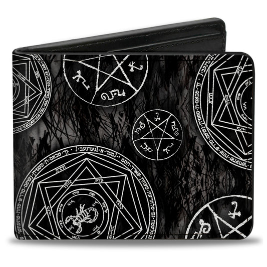 Bi-Fold Wallet - Supernatural Devil's Trap Pentagrams Grays Black White
