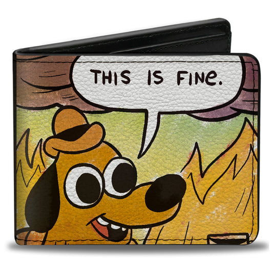 Bi-Fold Wallet - THIS IS FINE Question Hound Cafe Fire Comic Strip