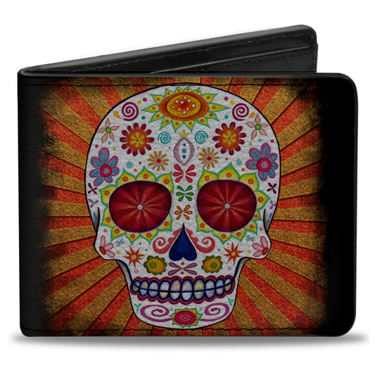 Bi-Fold Wallet - Sugar Skull Rays Black Multi Color