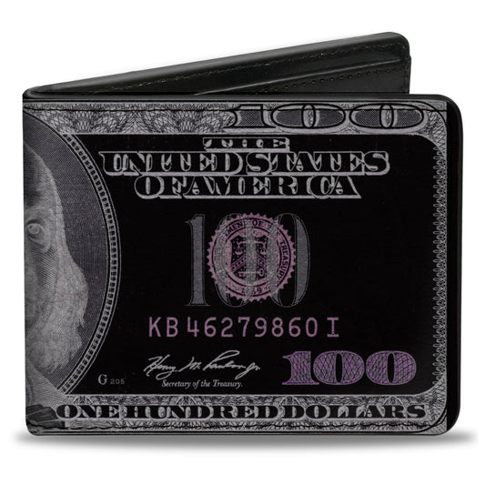 Bi-Fold Wallet - 100 Dollar Bill X-Ray Black White