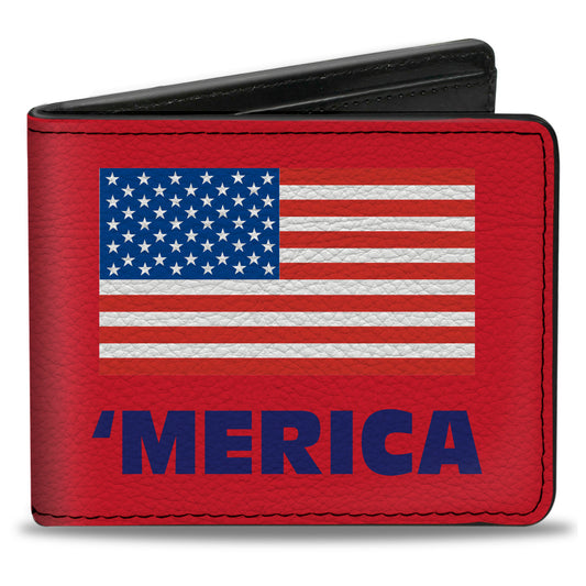Bi-Fold Wallet - 'MERICA US Flag Red Blue White