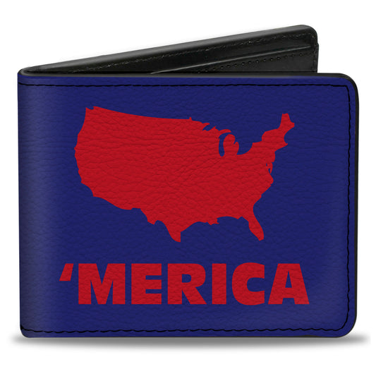 Bi-Fold Wallet - 'MERICA USA Silhouette Blue Red