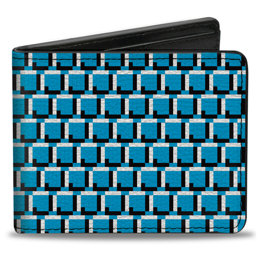 Bi-Fold Wallet - 8-Bit Pixel CLOSE-UP Blue White Black