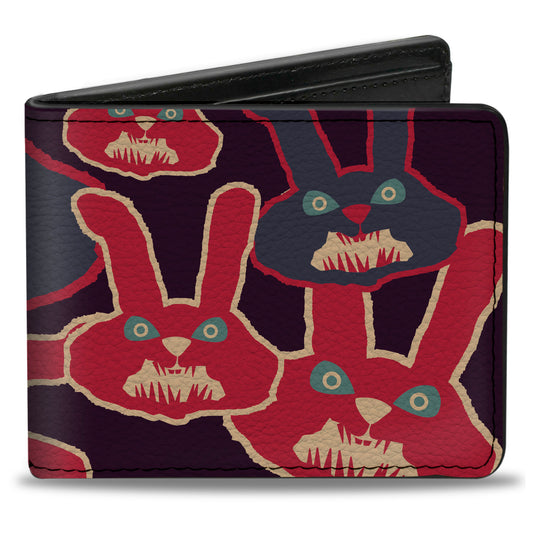 Bi-Fold Wallet - Angry Bunnies Purple Red Blue