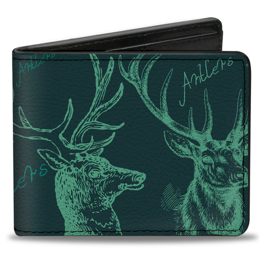 Bi-Fold Wallet - Antlers Turquoise