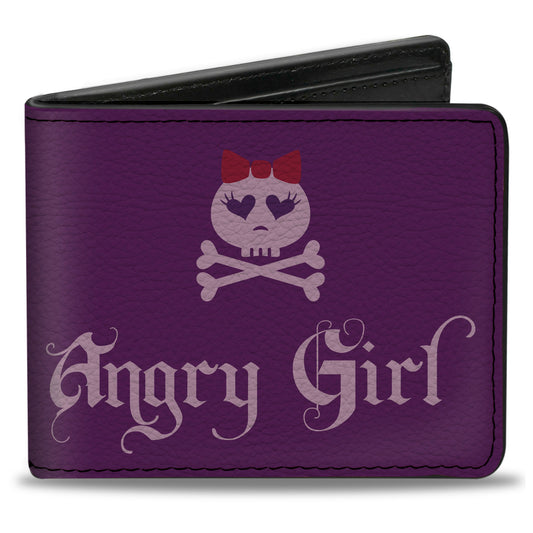 Bi-Fold Wallet - Angry Girl Purple Pink