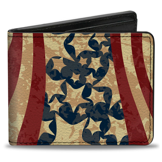 Bi-Fold Wallet - Americana Diagonal Vintage Stars & Stripes2