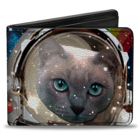 Bi-Fold Wallet - Astronaut Cats in Space Rainbows Stars