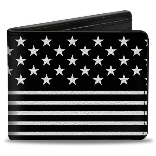 Bi-Fold Wallet - Americana Stars & Stripes2 Black White