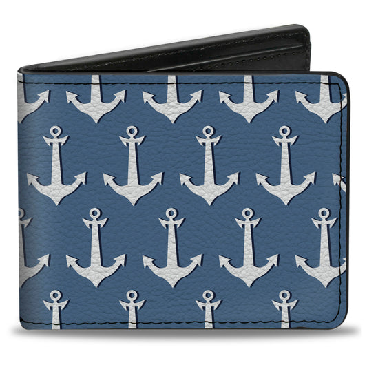 Bi-Fold Wallet - Anchor2 Monogram Baby Blue Navy White