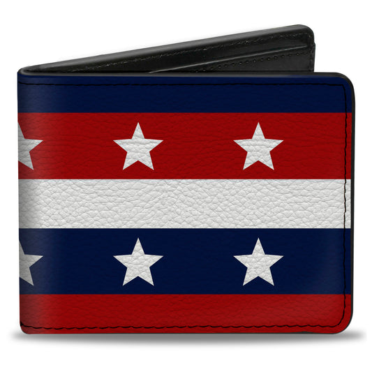 Bi-Fold Wallet - Americana Stripe w Stars Blue Red White